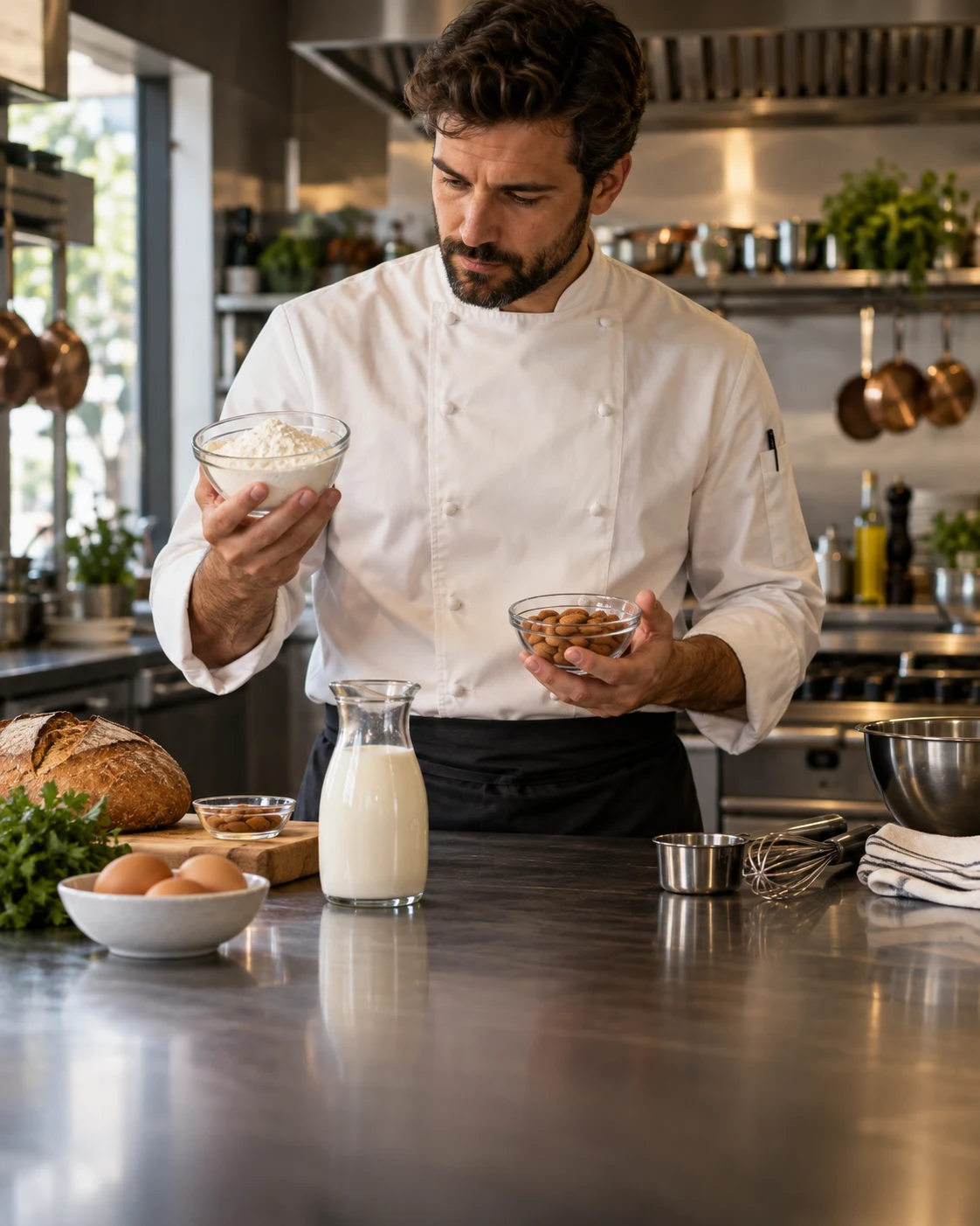 Profesional revisando ingredientes en una cocina