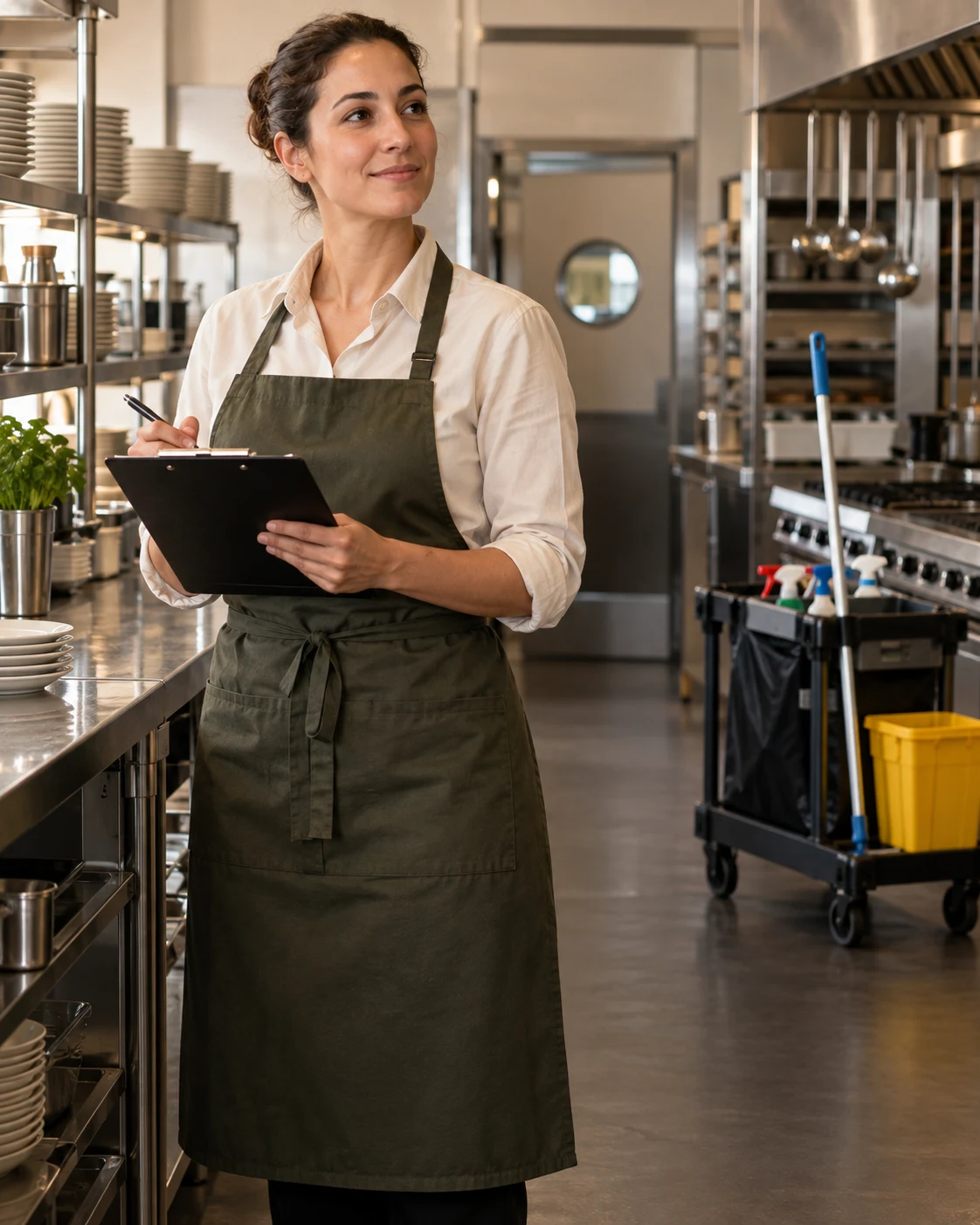 Profesional de hostelería en su entorno de trabajo